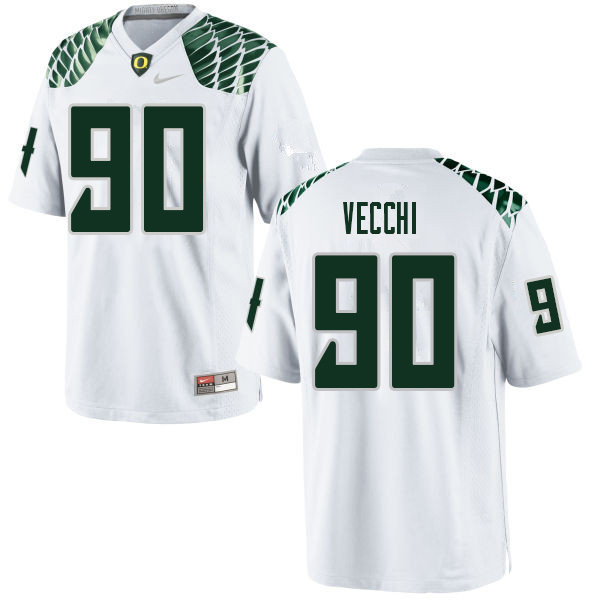 Men #90 Jack Vecchi Oregn Ducks College Football Jerseys Sale-White - Click Image to Close